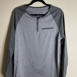 Men's Gray Long Sleeve Henley Shirt